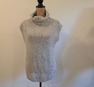 Sarah Pacini Sleeveless Alpaca Sweater - Light Gray With Metallic Fiber
